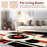 Ultra Soft Area Rug, Non Slip, Stain Resistant, Washable Area Rugs for Living Room, Bedroom, Artistic Striped Vintage Motif(Red)