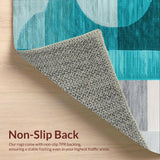 Ultra Soft Area Rug, Non Slip, Stain Resistant, Washable Area Rugs for Living Room, Bedroom, Teal and Grey Washable Bedroom Carpet(Green)