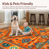 Ultra Soft Area Rug, Non Slip, Stain Resistant, Washable Area Rugs for Living Room, Bedroom, Artistic Bright Mosaic Arrangement(Orange)