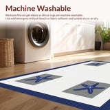 Ultra Soft Area Rug, Non Slip, Stain Resistant, Washable Area Rugs for Living Room, Bedroom, Nautical Starfish Striped Elegance(White)
