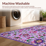 Ultra Soft Area Rug, Non Slip, Stain Resistant, Washable Area Rugs for Living Room, Bedroom, Elegant Shag Floral Motif(Purple)