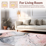 Ultra Soft Area Rug, Non Slip, Stain Resistant, Washable Area Rugs for Living Room, Bedroom, Sophisticated Abstract Geometry in Pastels(Pink)