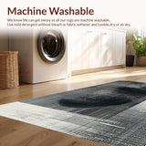 Ultra Soft Area Rug, Non Slip, Stain Resistant, Washable Area Rugs for Living Room, Bedroom, Abstract Black and White Grid Rug Artistic Floor Art(Black)