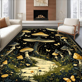 Ultra Soft Area Rug, Non Slip, Stain Resistant, Washable Area Rugs for Living Room, Bedroom, Enchanting Witchy Mushroom Tapestry(Black)