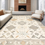 Ultra Soft Area Rug, Non Slip, Stain Resistant, Washable Area Rugs for Living Room, Bedroom, Neutral Serenity Area with Subtle Boho Flair(Beige)