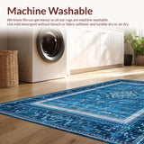 Ultra Soft Area Rug, Non Slip, Stain Resistant, Washable Area Rugs for Living Room, Bedroom, Elegant Bow Charm Rug Blue Themed Decorative Mat with Stylish Knot Design(Blue)