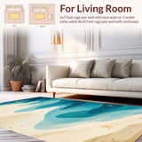 Ultra Soft Area Rug, Non Slip, Stain Resistant, Washable Area Rugs for Living Room, Bedroom, Seaside Escape Coastal Rug With Elegant Maritime Charm(Blue)