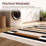 Ultra Soft Area Rug, Non Slip, Stain Resistant, Washable Area Rugs for Living Room, Bedroom, Elegant Striped Earthy Tones(Beige)