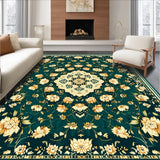 Ultra Soft Area Rug, Non Slip, Stain Resistant, Washable Area Rugs for Living Room, Bedroom, Distressed Dark Green Bedroom Vintage Accent Rug(Green)