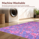 Ultra Soft Area Rug, Non Slip, Stain Resistant, Washable Area Rugs for Living Room, Bedroom, Chic Modern Flower Motif(Purple)