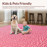 Ultra Soft Area Rug, Non Slip, Stain Resistant, Washable Area Rugs for Living Room, Bedroom, Aesthetic Pastel Pink Bath Mat with Non-Slip Design(Pink)