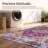 Ultra Soft Area Rug, Non Slip, Stain Resistant, Washable Area Rugs for Living Room, Bedroom, Lively Contemporary Ogee Style(Purple)