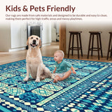 Ultra Soft Area Rug, Non Slip, Stain Resistant, Washable Area Rugs for Living Room, Bedroom, Global Gathering(Blue)