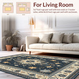 Ultra Soft Area Rug, Non Slip, Stain Resistant, Washable Area Rugs for Living Room, Bedroom, Chic Graphic Solar Imagery(Blue)