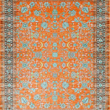 Ultra Soft Area Rug, Non Slip, Stain Resistant, Washable Area Rugs for Living Room, Bedroom, Vibrant Earthy Floral Geometry(Orange)