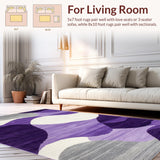 Ultra Soft Area Rug, Non Slip, Stain Resistant, Washable Area Rugs for Living Room, Bedroom, Contemporary Chic Geometric Fusion(Purple)
