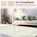 Ultra Soft Area Rug, Non Slip, Stain Resistant, Washable Area Rugs for Living Room, Bedroom, Elegant Tiled Trellis Aesthetic(Beige)