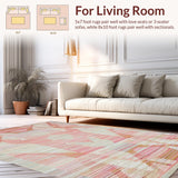 Ultra Soft Area Rug, Non Slip, Stain Resistant, Washable Area Rugs for Living Room, Bedroom, Chic Bow Theme Rug with Layered Ribbon Pattern and Graphic Preppy Elements(Pink)