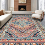 Ultra Soft Area Rug, Non Slip, Stain Resistant, Washable Area Rugs for Living Room, Bedroom, Bloom Washable Non-Slip Rug - Boho Inspired Home Accent(Orange)