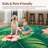 Ultra Soft Area Rug, Non Slip, Stain Resistant, Washable Area Rugs for Living Room, Bedroom, Bright Multicolor Floral Composition(Green)