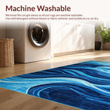 Ultra Soft Area Rug, Non Slip, Stain Resistant, Washable Area Rugs for Living Room, Bedroom, Modern Vibrant Space Inspired Pattern(Blue)