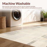 Ultra Soft Area Rug, Non Slip, Stain Resistant, Washable Area Rugs for Living Room, Bedroom, Rustic Textured Symmetrical Lines(Beige)