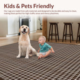 Ultra Soft Area Rug, Non Slip, Stain Resistant, Washable Area Rugs for Living Room, Bedroom, Chic Neutral Colored Lattice Aesthetic(Brown)