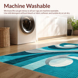 Ultra Soft Area Rug, Non Slip, Stain Resistant, Washable Area Rugs for Living Room, Bedroom, Chic Colorful Tiled Motif(Blue)