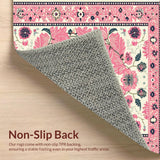 Ultra Soft Area Rug, Non Slip, Stain Resistant, Washable Area Rugs for Living Room, Bedroom, Boho Distressed Pink Beige Living Room Rug(Pink)