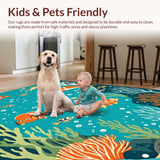 Ultra Soft Area Rug, Non Slip, Stain Resistant, Washable Area Rugs for Living Room, Bedroom, Colorful Underwater Fantasy Theme(Blue)