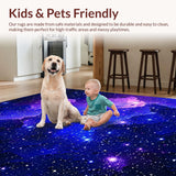 Ultra Soft Area Rug, Non Slip, Stain Resistant, Washable Area Rugs for Living Room, Bedroom, Stellar Cosmic Colorful Motif(Blue)