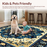 Ultra Soft Area Rug, Non Slip, Stain Resistant, Washable Area Rugs for Living Room, Bedroom, Boho Style Beige Abstract(Blue)