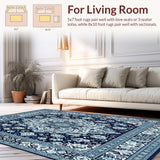 Ultra Soft Area Rug, Non Slip, Stain Resistant, Washable Area Rugs for Living Room, Bedroom, Contemporary(Blue)