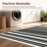 Ultra Soft Area Rug, Non Slip, Stain Resistant, Washable Area Rugs for Living Room, Bedroom, Graphic Dual-Tone Stripe with Evenly Spaced Parallel Lines in Classic Hues(Black)