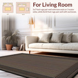 Ultra Soft Area Rug, Non Slip, Stain Resistant, Washable Area Rugs for Living Room, Bedroom, Modern Symmetrical Tiled Composition(Brown)
