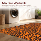 Ultra Soft Area Rug, Non Slip, Stain Resistant, Washable Area Rugs for Living Room, Bedroom, Witty Monochrome Text Design(Orange)