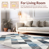 Ultra Soft Area Rug, Non Slip, Stain Resistant, Washable Area Rugs for Living Room, Bedroom, Rustic Textured Geometric Aesthetic(Gray)