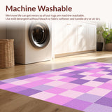 Ultra Soft Area Rug, Non Slip, Stain Resistant, Washable Area Rugs for Living Room, Bedroom, Elegant Pastel Grid Design(Purple)
