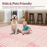 Ultra Soft Area Rug, Non Slip, Stain Resistant, Washable Area Rugs for Living Room, Bedroom, Sophisticated Soft Modern Flair(Pink)