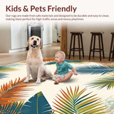 Ultra Soft Area Rug, Non Slip, Stain Resistant, Washable Area Rugs for Living Room, Bedroom, Fresh Tropical Oasis Style(Orange)