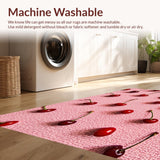 Ultra Soft Area Rug, Non Slip, Stain Resistant, Washable Area Rugs for Living Room, Bedroom, Cherry Fruit Fluffy Shower Mat for Bathtub(Pink)