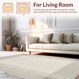 Ultra Soft Area Rug, Non Slip, Stain Resistant, Washable Area Rugs for Living Room, Bedroom, Serene Earthy Striped Elegance(Gray)