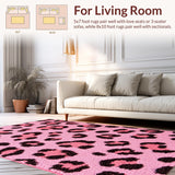 Ultra Soft Area Rug, Non Slip, Stain Resistant, Washable Area Rugs for Living Room, Bedroom, Vibrant Faux Cowhide Area Rug for Bedrooms(Pink)