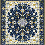 Ultra Soft Area Rug, Non Slip, Stain Resistant, Washable Area Rugs for Living Room, Bedroom, Rustic Gold and Blue Patterned Motif(Blue)