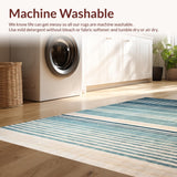 Ultra Soft Area Rug, Non Slip, Stain Resistant, Washable Area Rugs for Living Room, Bedroom, Modern Ombre Stripe Rug, Blue Abstract Design(Blue)