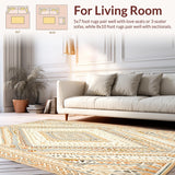 Abigayl Beige Tribal Diamond Medallion High Low Textured Area(Beige)