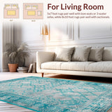 Ultra Soft Area Rug, Non Slip, Stain Resistant, Washable Area Rugs for Living Room, Bedroom, Modern Abstract Blue Tones Design(Gray)