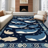 Ultra Soft Area Rug, Non Slip, Stain Resistant, Washable Area Rugs for Living Room, Bedroom, Rustic Marine Whimsical Pattern(Blue)