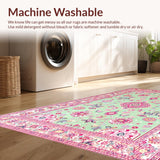 Ultra Soft Area Rug, Non Slip, Stain Resistant, Washable Area Rugs for Living Room, Bedroom, Trendy Modern Medallion Style(Pink)