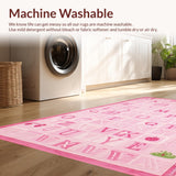Ultra Soft Area Rug, Non Slip, Stain Resistant, Washable Area Rugs for Living Room, Bedroom, Vibrant Child-friendly Graphic Display(Pink)